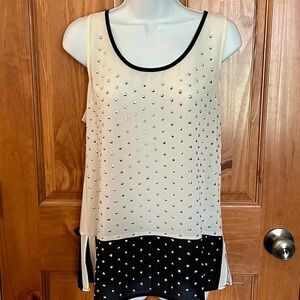 Umgee Cream and Black Sleeveless Tank Top